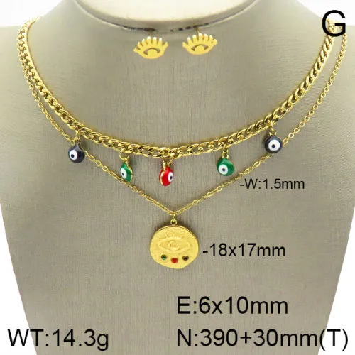Casual Elegant Cute 304 Stainless Steel Eye Plating Zircon 18K Gold Plated Women's Jewelry Set display picture 6
