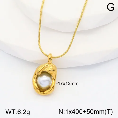 Ovale Décontractée Style Classique Artistique Perles Artificielles Acier Inoxydable 304 Plaqué Or 18K Pendentif Incruster Fermeture À Boucle De Type Homard display picture 8