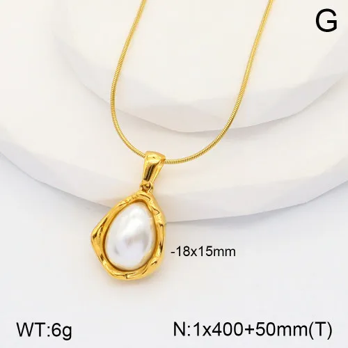 Oval Casual Classic Style Artistic Artificial Pearls 304 Stainless Steel 18K Gold Plated Pendant Necklace Inlay Lobster Trigger Clasp Closure display picture 6