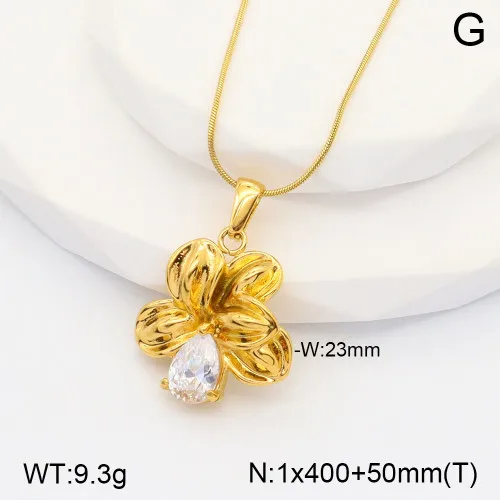 Oval Flower Casual Classic Style Artistic Zircon 304 Stainless Steel 18K Gold Plated Pendant Necklace Inlay Lobster Trigger Clasp Closure display picture 3