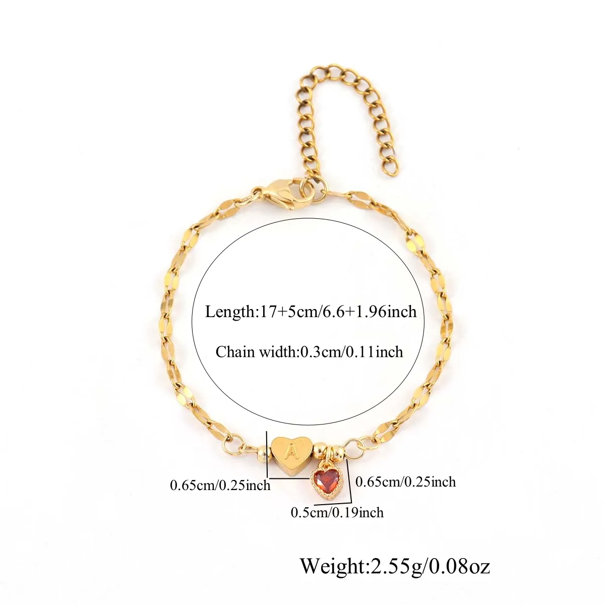 Letter Heart Shape Simple Style Classic Style Zircon 201 Stainless Steel 304 Stainless Steel Artificial Crystal Bracelets Wholesale display picture 2