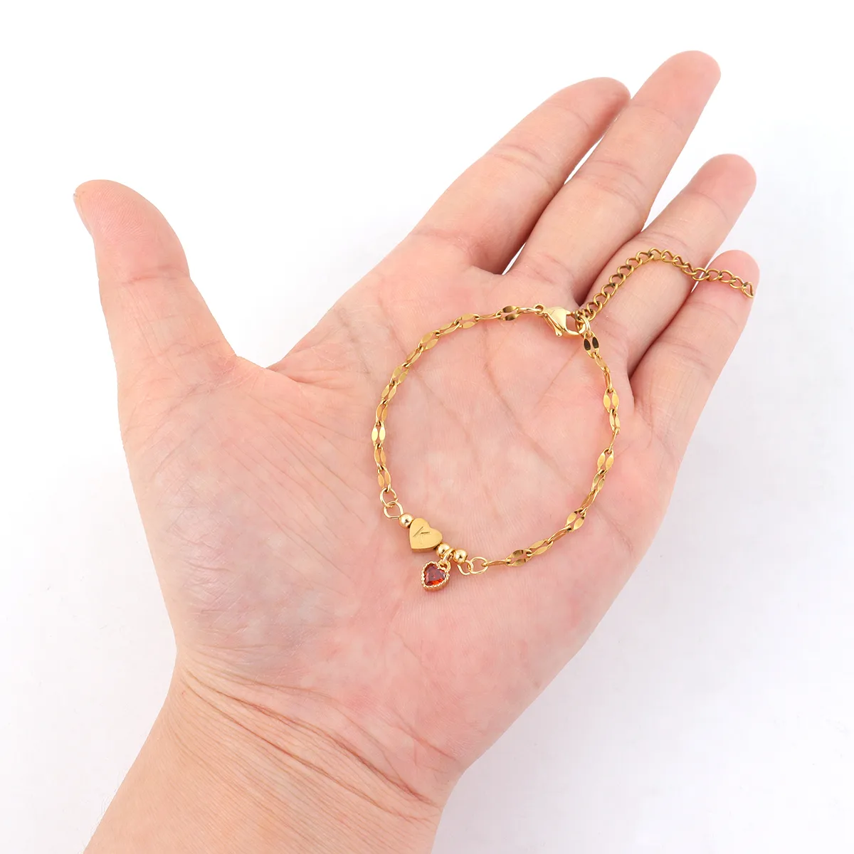 Lettre Forme De Cœur Style Simple Style Classique Zircon Acier Inoxydable 201 Acier Inoxydable 304 Cristal Artificiel Bracelets De Gros display picture 4