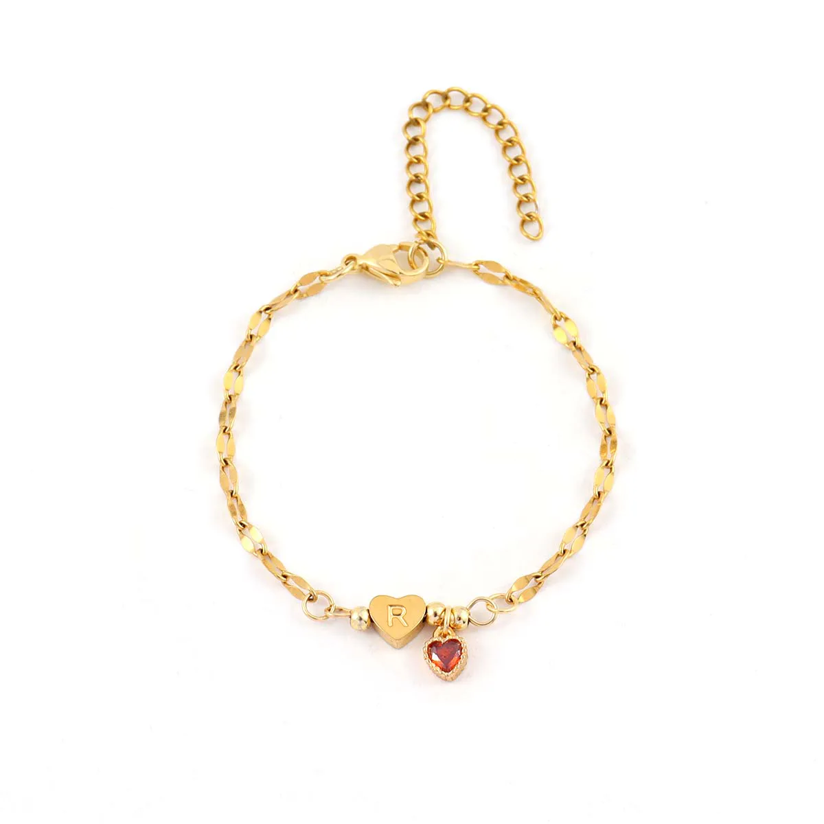 Letra Forma De Corazón Estilo Simple Estilo Clásico Circón Acero Inoxidable 201 Acero Inoxidable 304 Cristal Artificial Pulsera Venta Al Por Mayor display picture 3