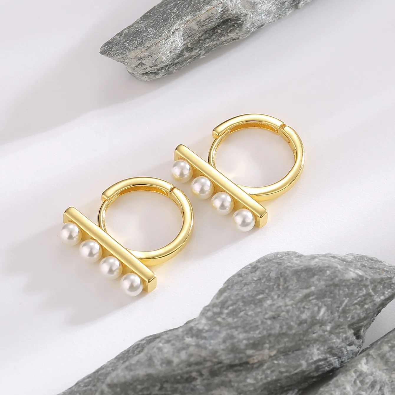 1 Pair Solid Color Shiny 925 Sterling Silver Copper Pearl Earrings display picture 1