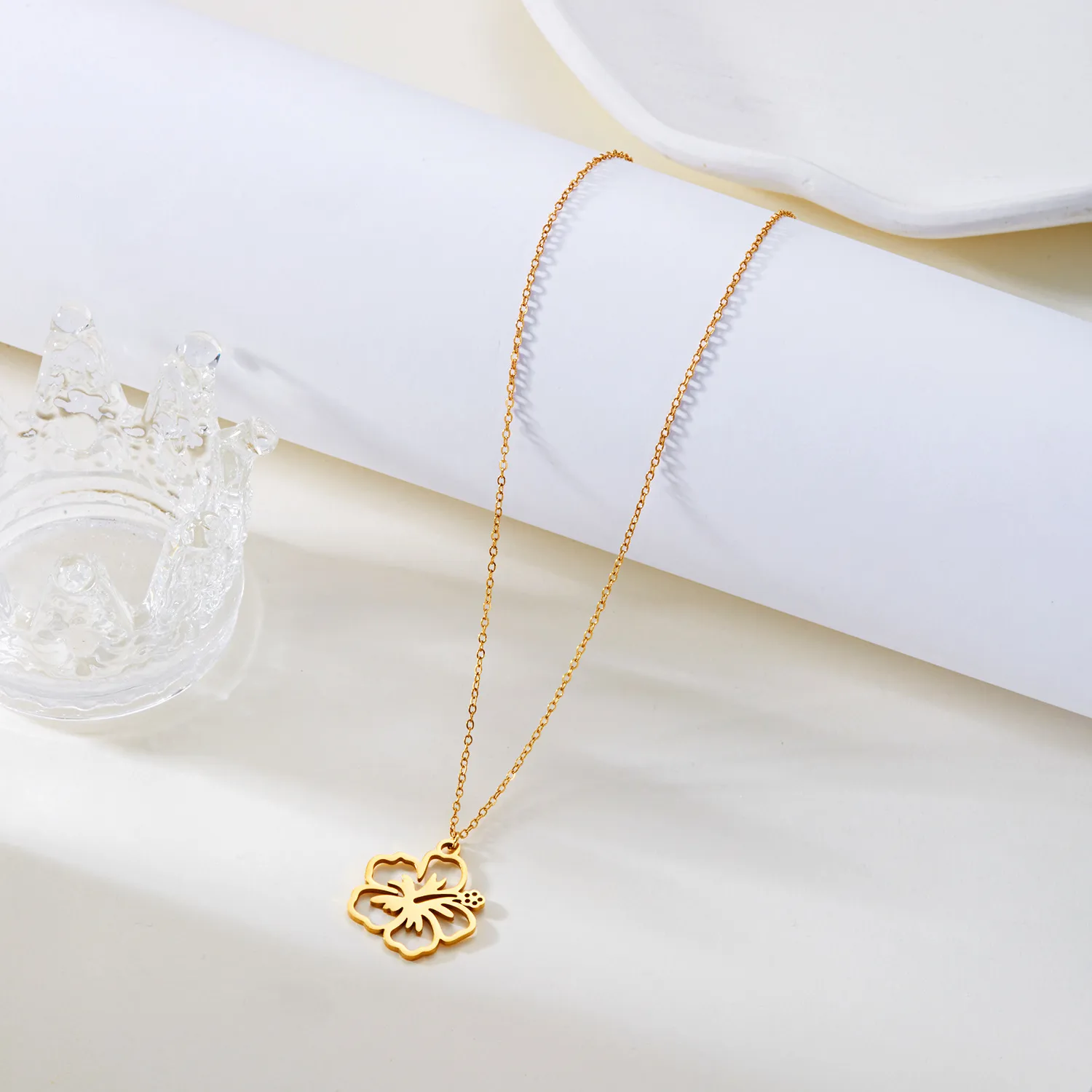 Flower Modern Style Simple Style 304 Stainless Steel Pendant Necklace Plating Lobster Trigger Clasp Closure display picture 5