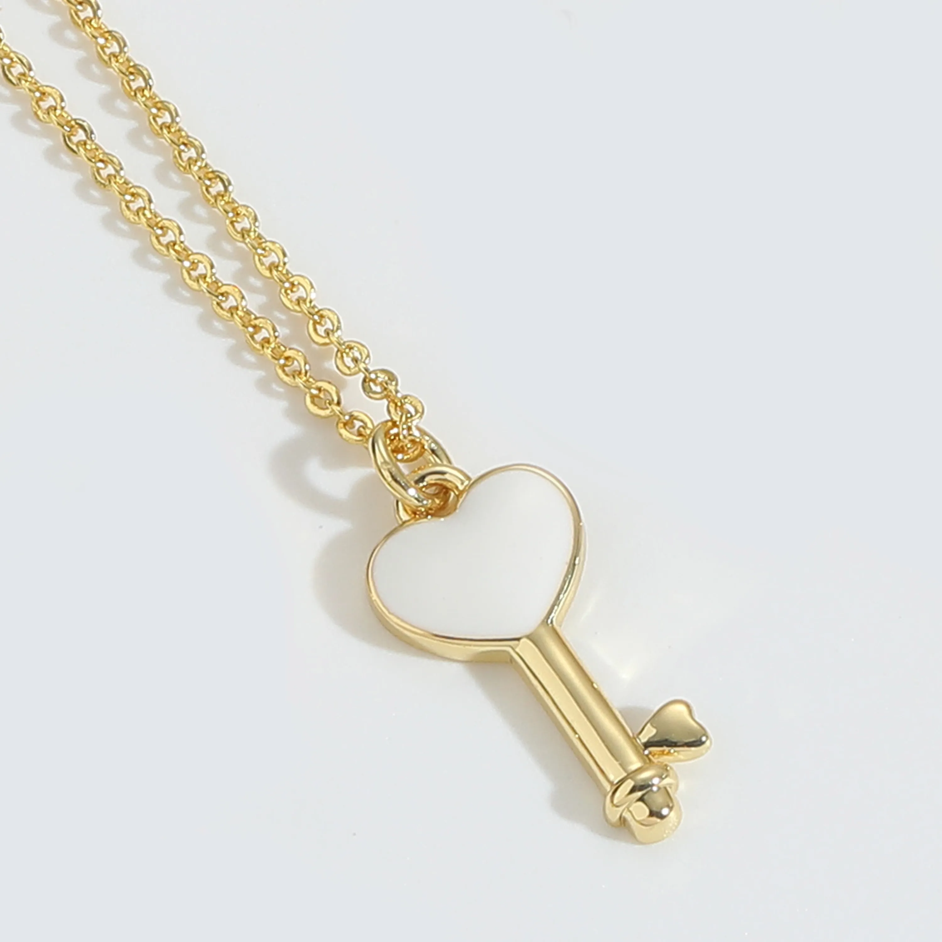 Heart Shape Key Lock Casual Classic Style Copper 14K Gold Plated Pendant Necklace Enamel Lobster Trigger Clasp Closure display picture 10