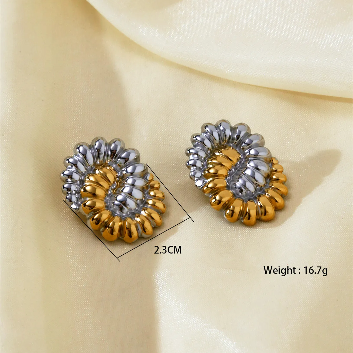 1 Pair Twist Elegant Lady Simple Style 304 Stainless Steel 18K Gold Plated Mixed Metal Ear Studs display picture 3