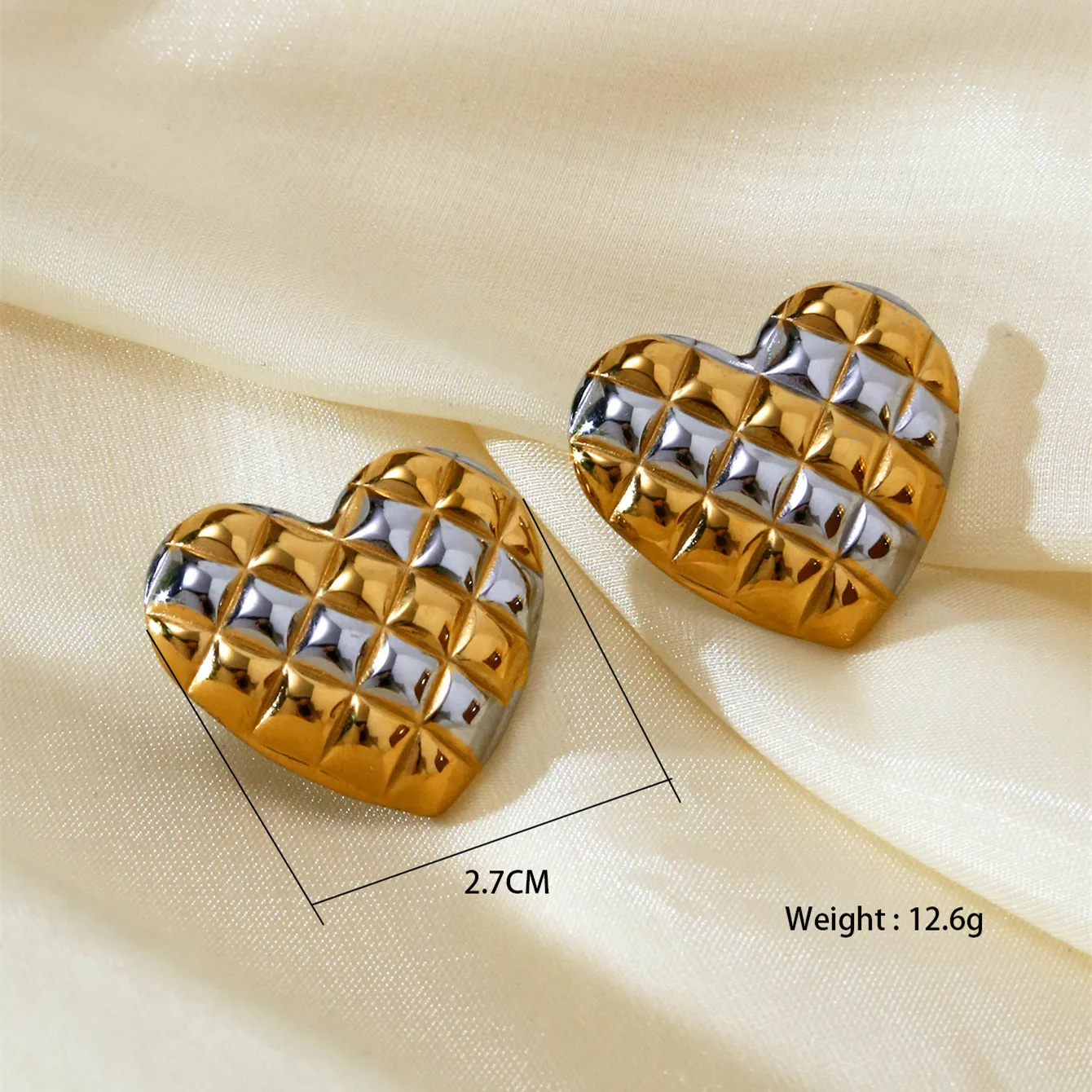 1 Pair Heart Shape Beach Simple Style Streetwear 304 Stainless Steel 18K Gold Plated Ear Studs display picture 4