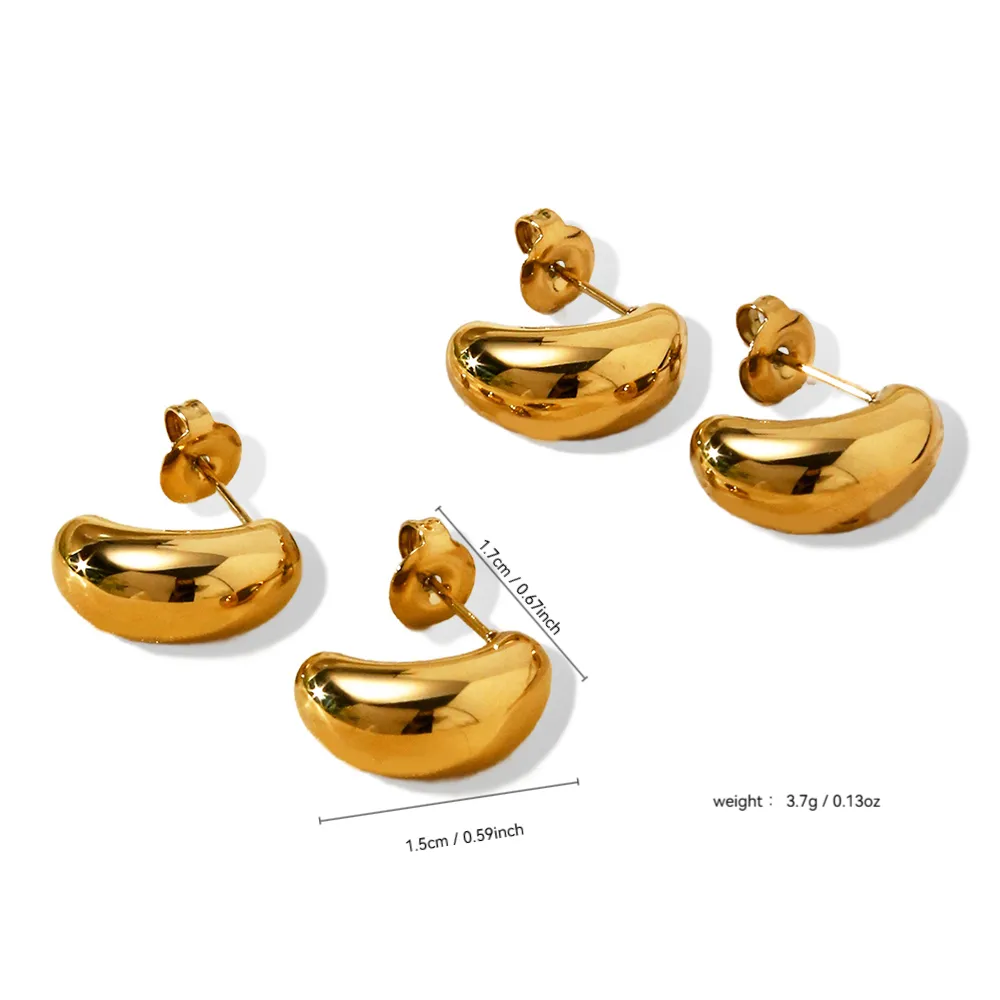 1 Pair Water Droplets Elegant Lady Simple Style 304 Stainless Steel 18K Gold Plated Ear Studs display picture 7