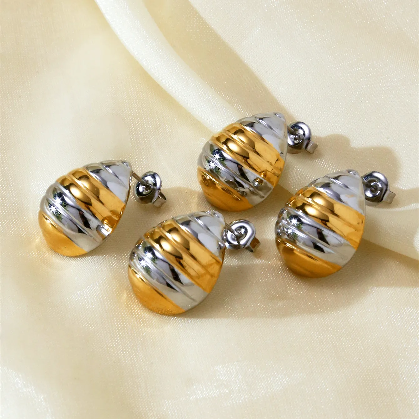 1 Pair Water Droplets Elegant Lady 304 Stainless Steel Ear Studs display picture 5