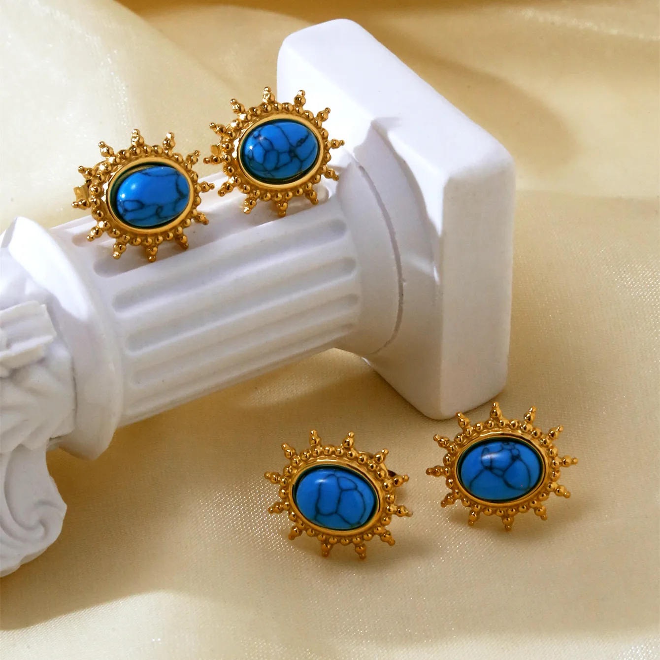 1 Pair Sun Elegant Lady Simple Style 304 Stainless Steel Ear Studs display picture 1