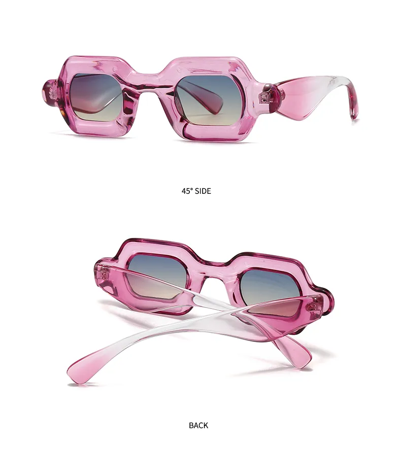 Carré Décontractée Couleur Unie Pc Verres Teintés Dégradés Plein Cadre Femmes De Lunettes De Soleil display picture 14