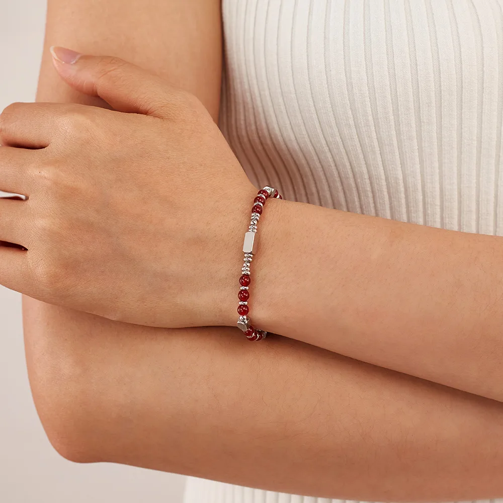 Geometric Elegant Retro Lady 304 Stainless Steel Shoushan Stone Agate Bracelets Wholesale display picture 2