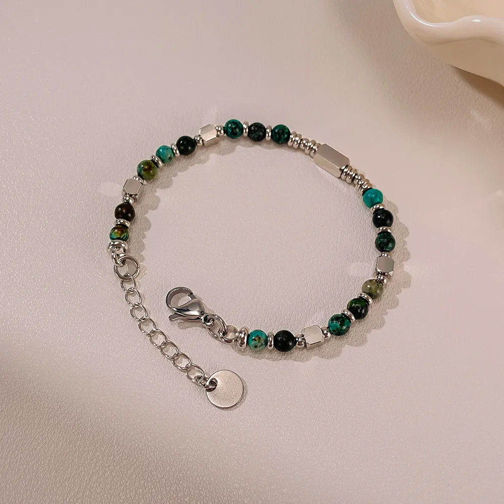 Geometric Elegant Retro Lady 304 Stainless Steel Shoushan Stone Agate Bracelets Wholesale display picture 6