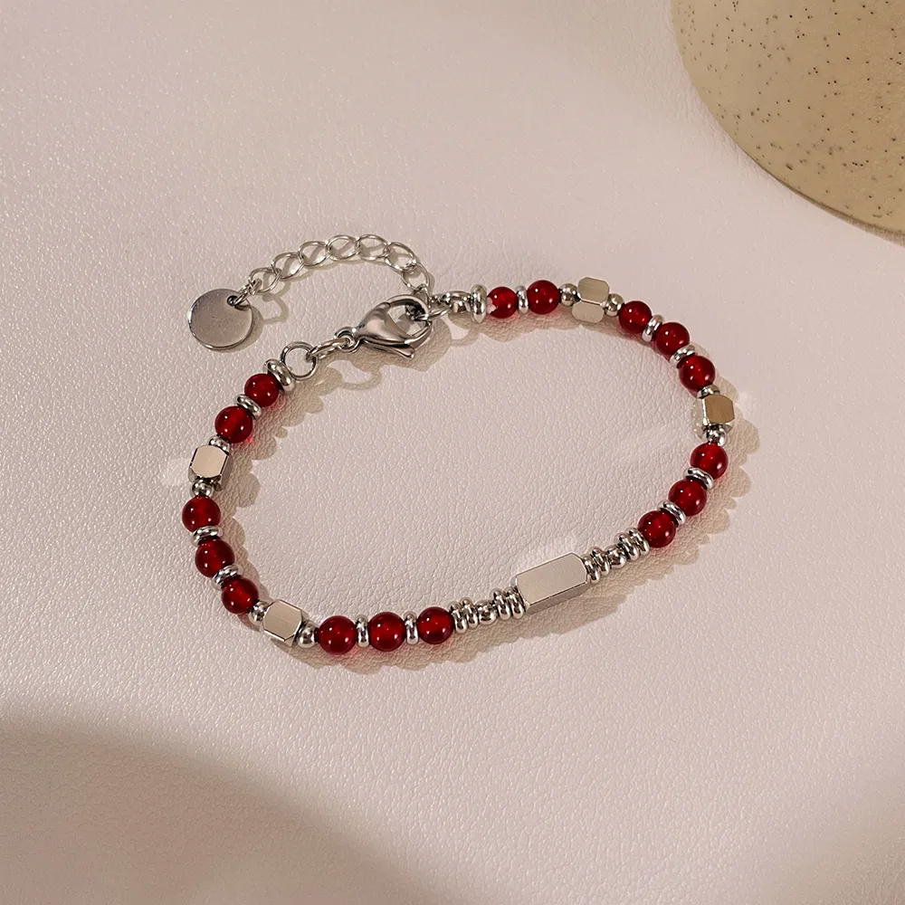 Geometric Elegant Retro Lady 304 Stainless Steel Shoushan Stone Agate Bracelets Wholesale display picture 7