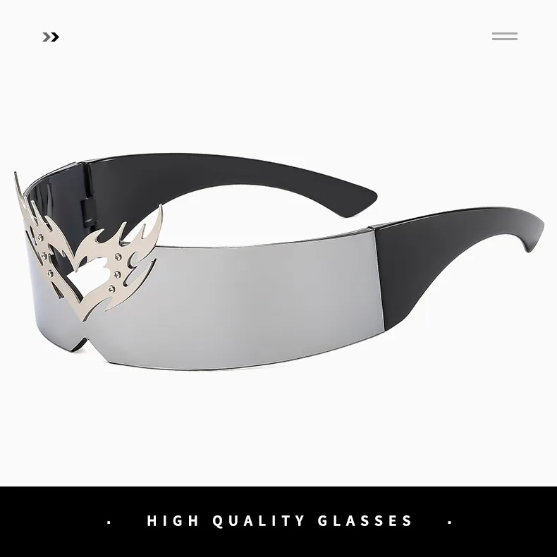 Future Technology One-piece Coated Sunglasses Personalized Didi Drag Cool Sunglasses  Hip Hop Colorful Glasses Accessories display picture 6