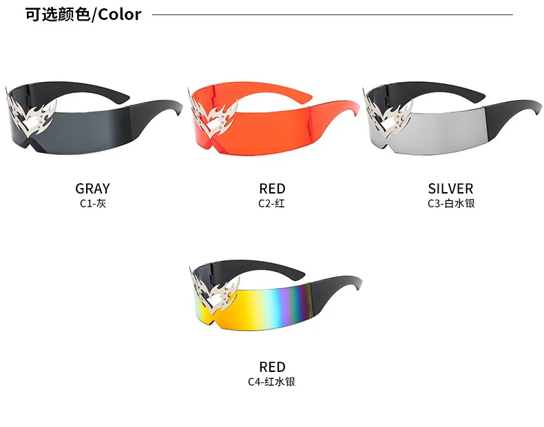 Future Technology One-piece Coated Sunglasses Personalized Didi Drag Cool Sunglasses  Hip Hop Colorful Glasses Accessories display picture 10