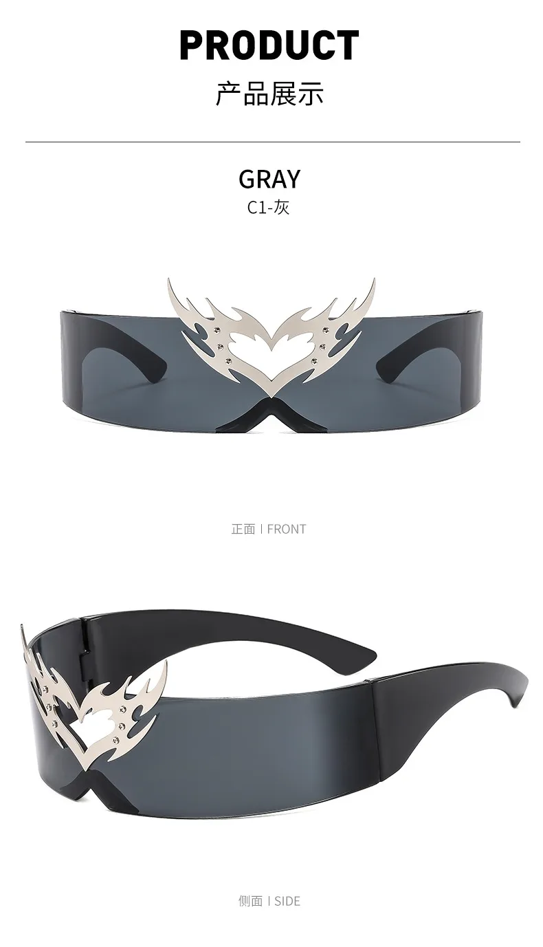 Future Technology One-piece Coated Sunglasses Personalized Didi Drag Cool Sunglasses  Hip Hop Colorful Glasses Accessories display picture 11