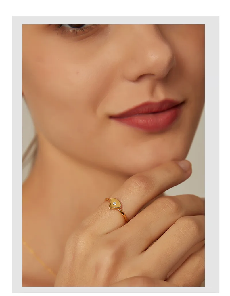 Solid Color 925 Sterling Silver Rings display picture 3