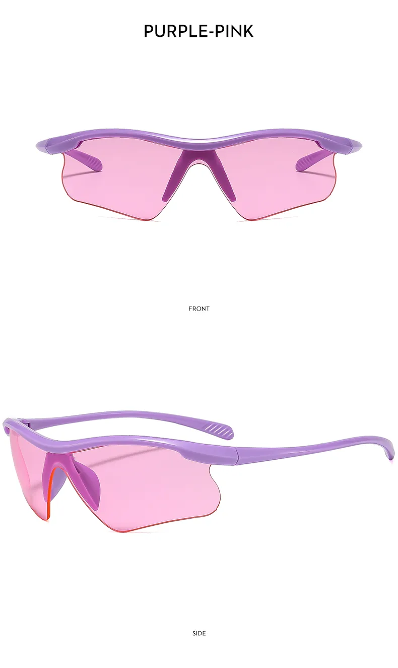 Biker Casual Solid Color Pc Gradient Tinted Lenses Half Frame Women's Sunglasses display picture 13