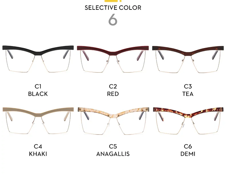 Miroir De Forme Spéciale Décontractée Couleur Unie Ca Plein Cadre Lunettes Optiques display picture 9