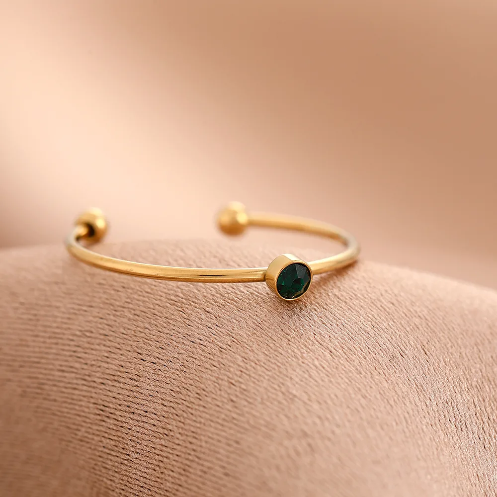 Colorful Casual Rhinestones 304 Stainless Steel 18K Gold Plated Open Rings Inlay display picture 7