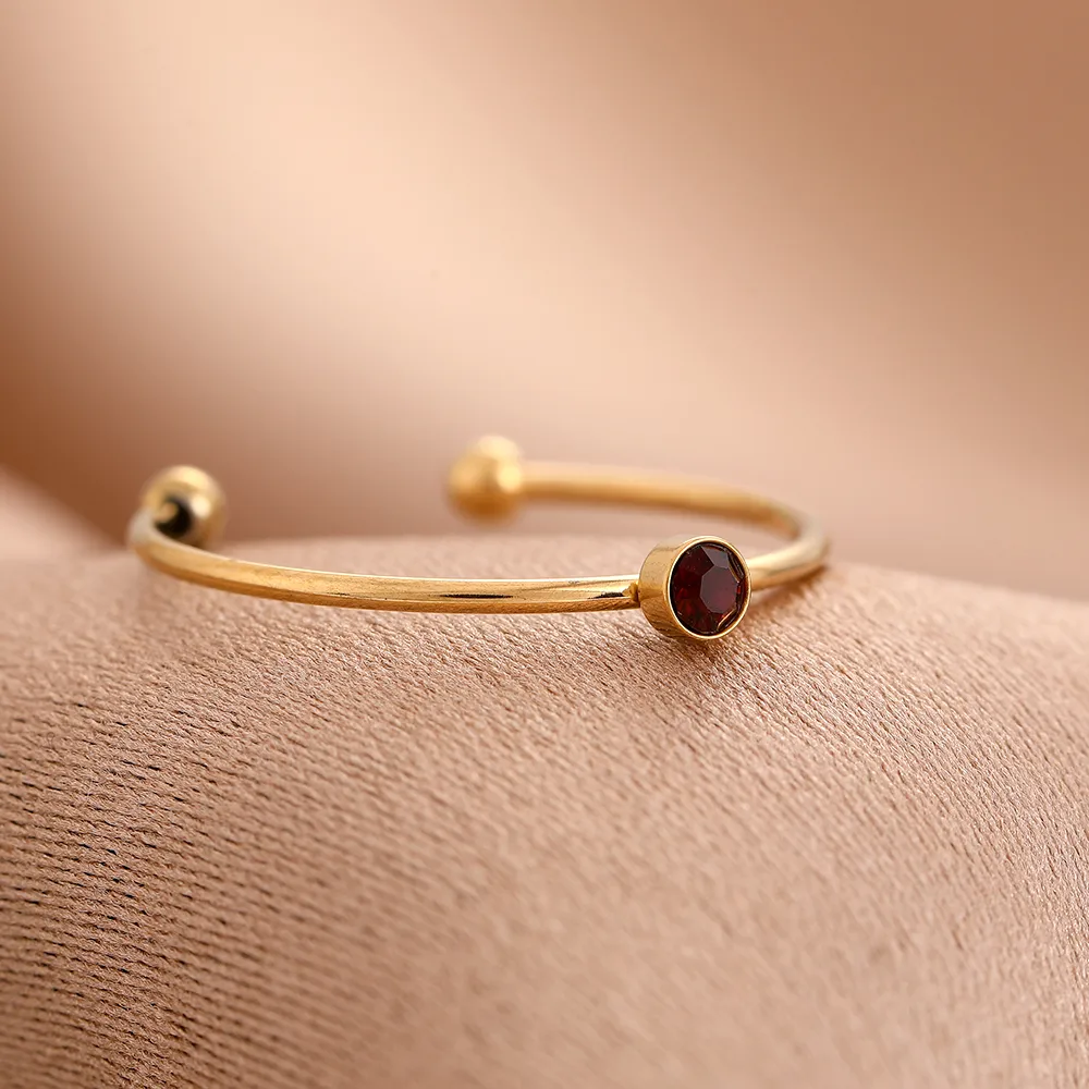 Colorful Casual Rhinestones 304 Stainless Steel 18K Gold Plated Open Rings Inlay display picture 9