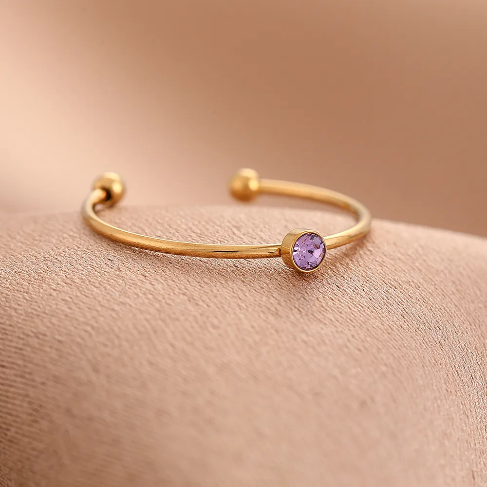 Colorful Casual Rhinestones 304 Stainless Steel 18K Gold Plated Open Rings Inlay display picture 10