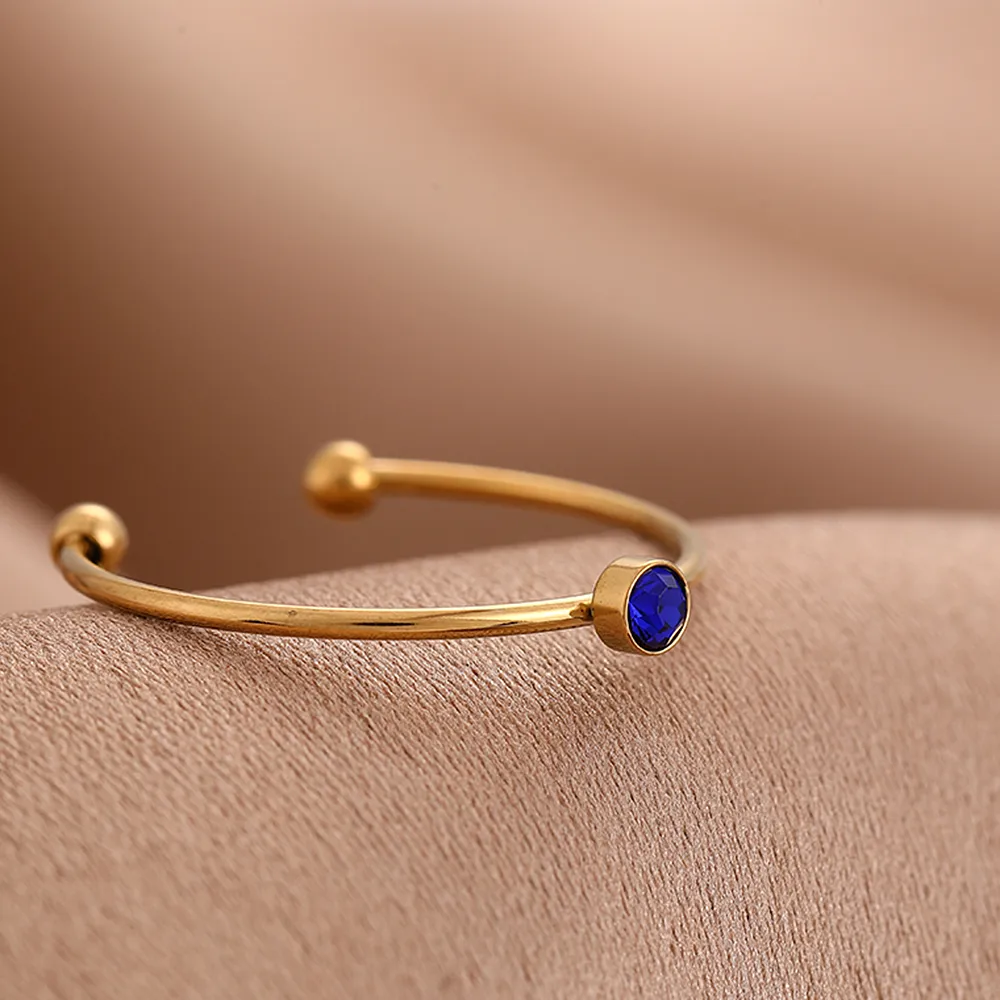 Colorful Casual Rhinestones 304 Stainless Steel 18K Gold Plated Open Rings Inlay display picture 5