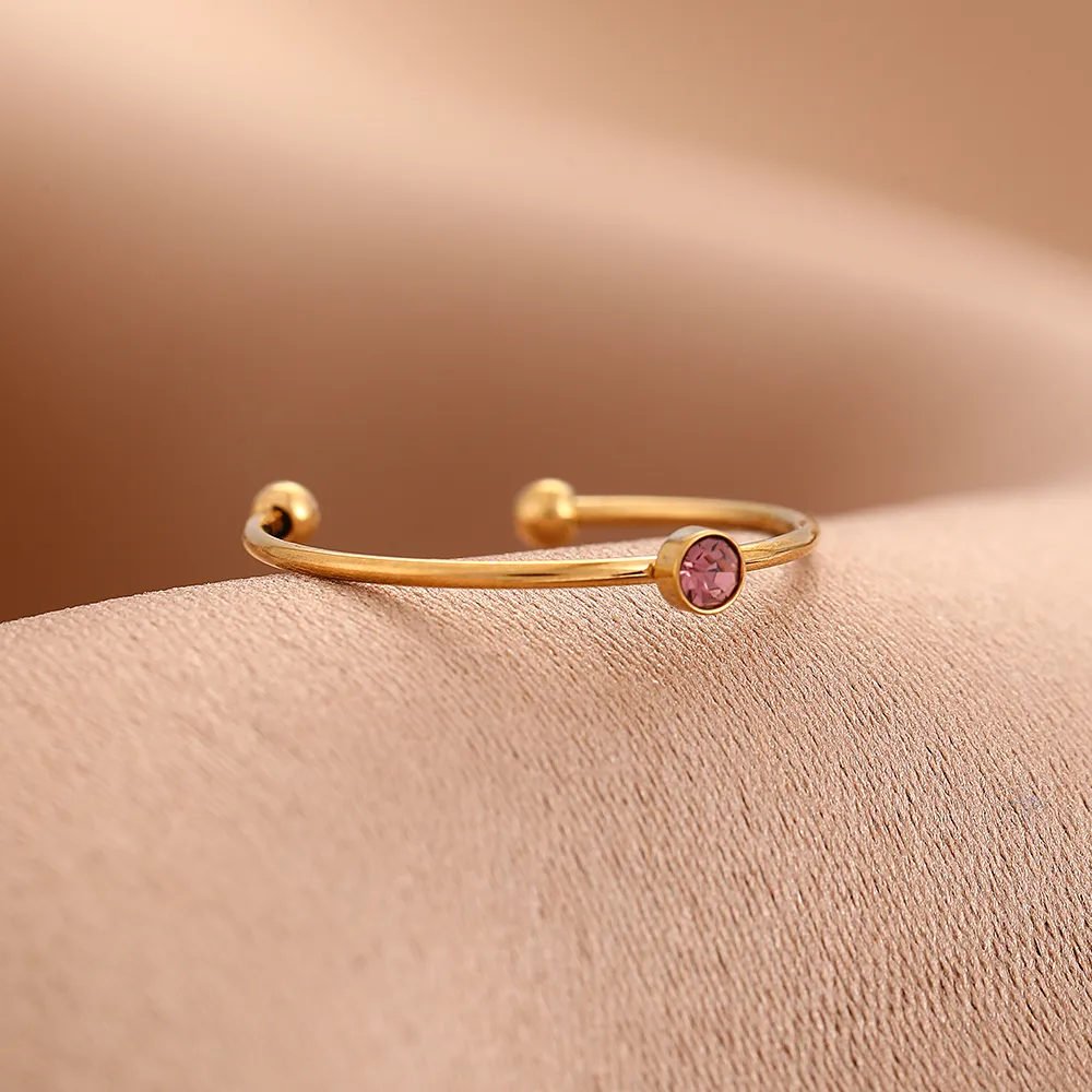 Colorful Casual Rhinestones 304 Stainless Steel 18K Gold Plated Open Rings Inlay display picture 14