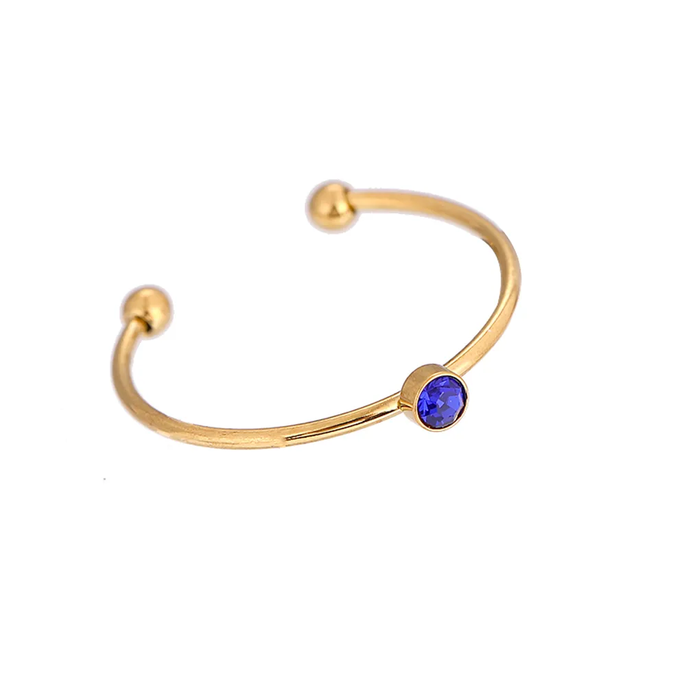 Coloré Décontractée Strass Acier Inoxydable 304 Plaqué Or 18K Anneau Ouvert Incruster display picture 15