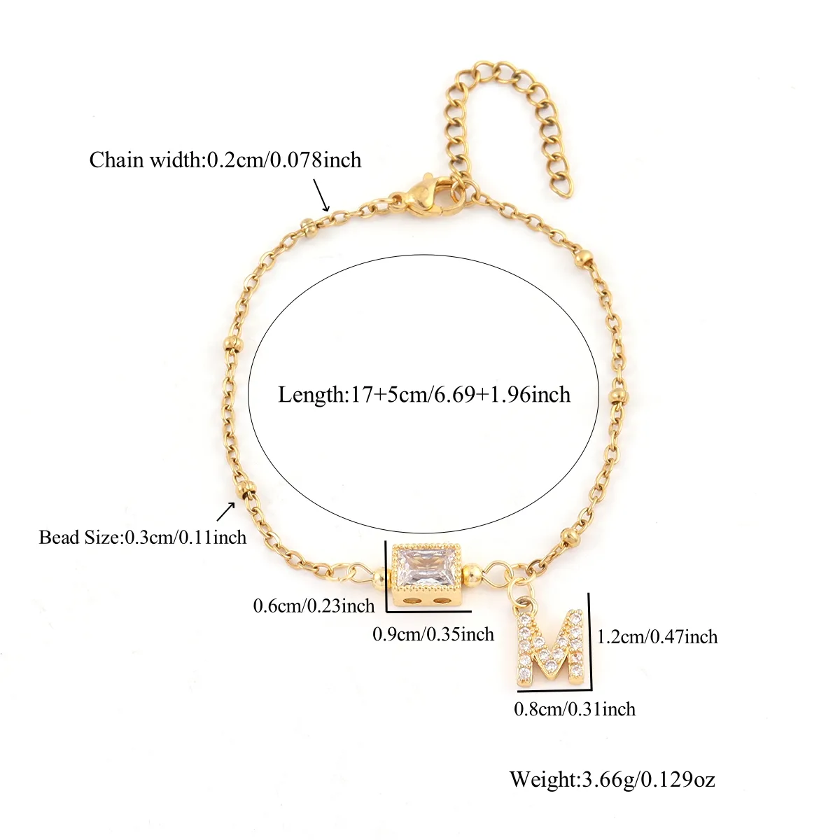 Letter Rectangle Elegant Simple Style Classic Style Zircon 201 Stainless Steel Artificial Crystal Copper Bracelets Wholesale display picture 2