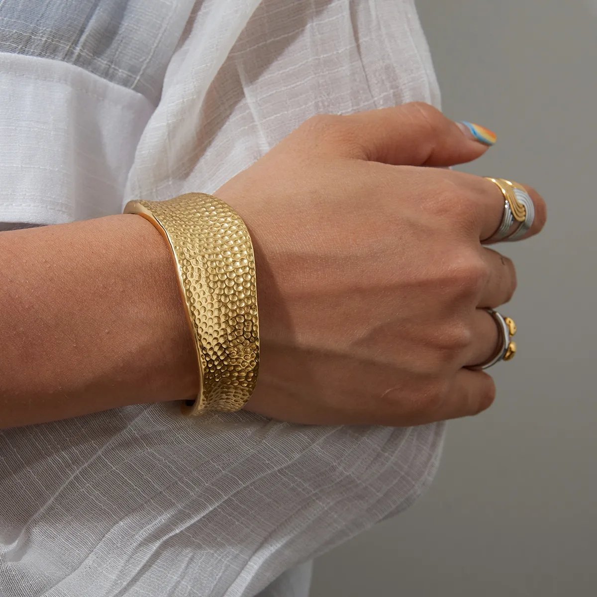 Geometric Casual Modern Style Commute 316 Stainless Steel  Cuff Bracelets Bangle In Bulk display picture 2