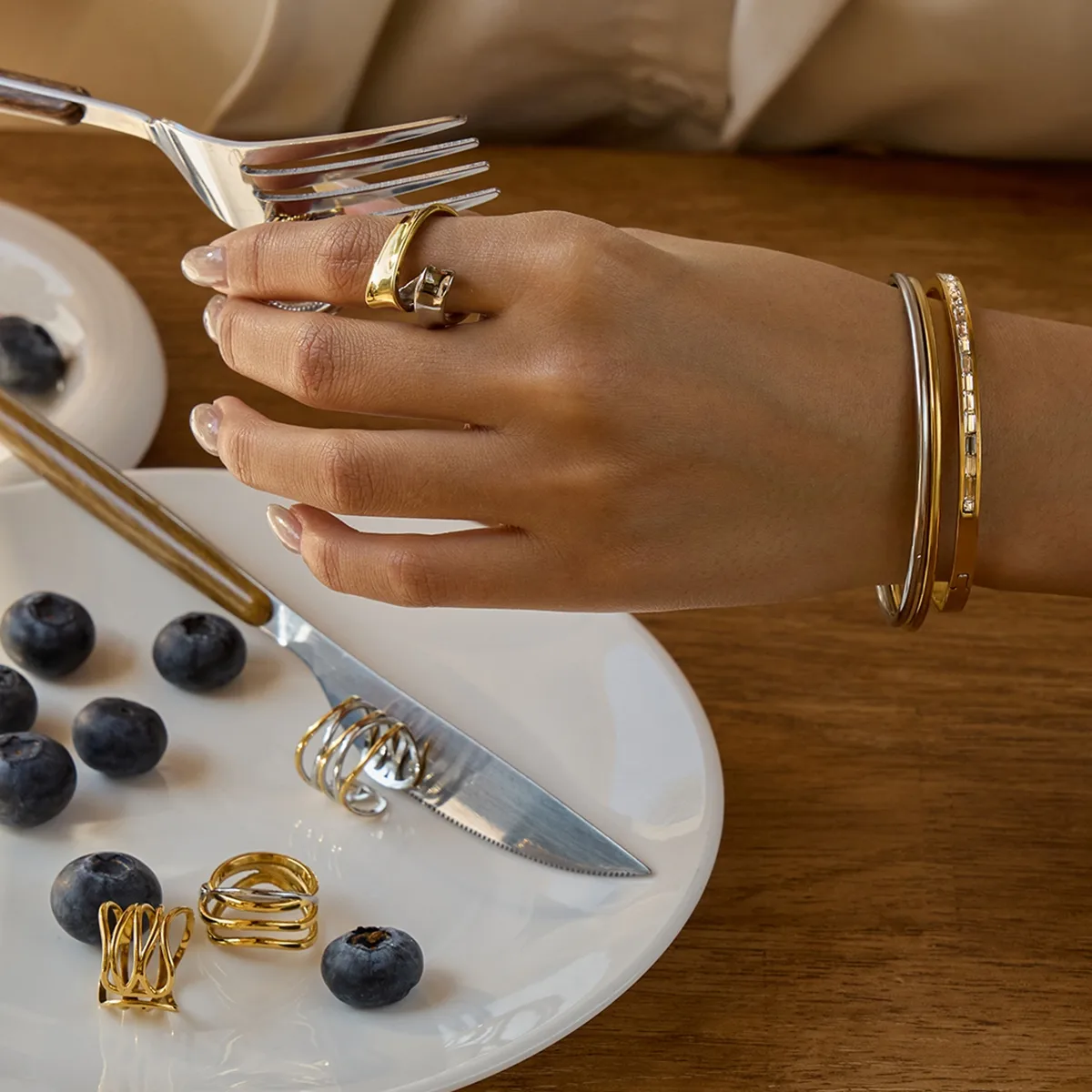 Geometric Casual Modern Style Commute 316 Stainless Steel  Rings display picture 1