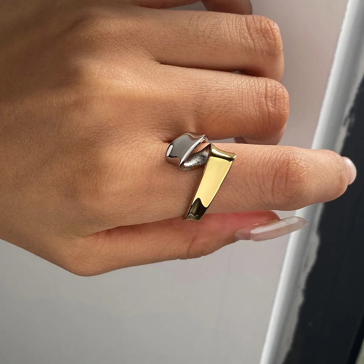 Geometric Casual Modern Style Commute 316 Stainless Steel  Rings display picture 2