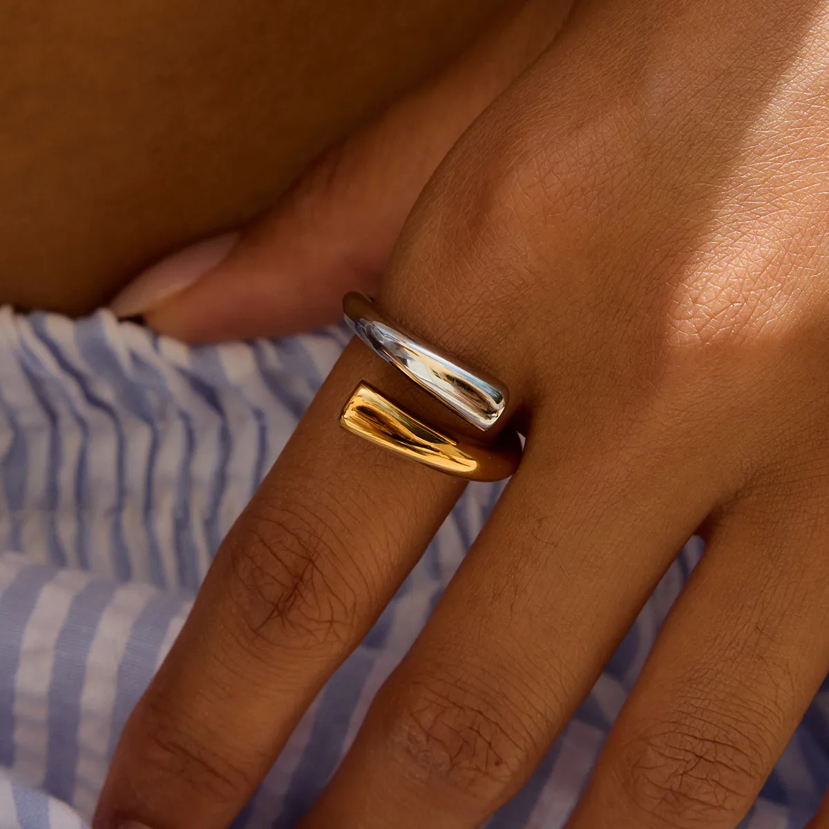 Geometric Casual Modern Style Commute 316 Stainless Steel  Mixed Materials Rings display picture 2