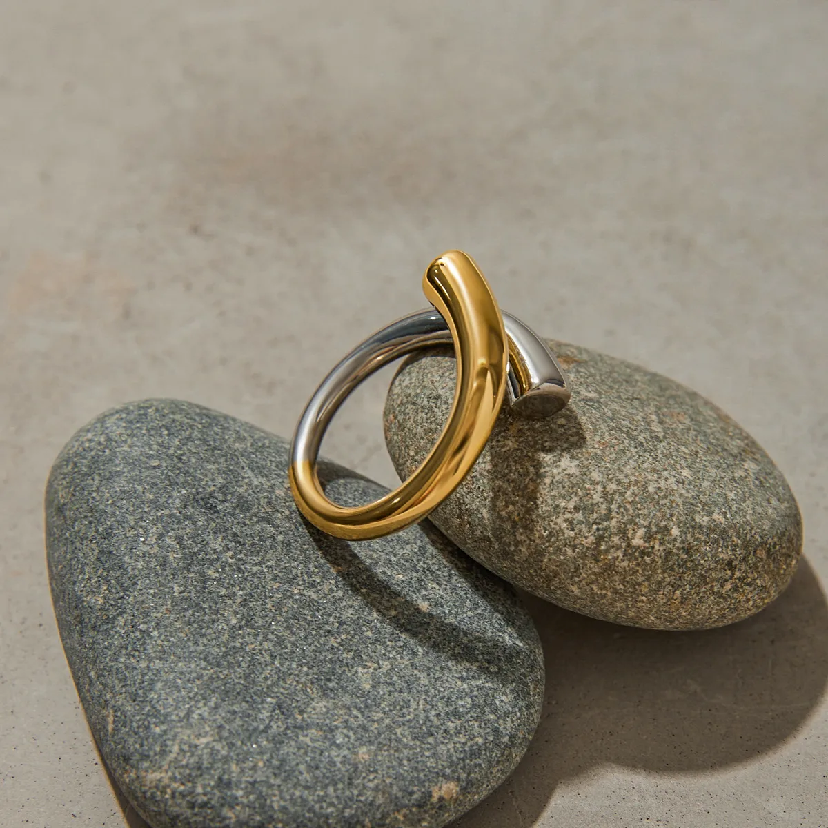 Geometric Casual Modern Style Commute 316 Stainless Steel  Mixed Materials Rings display picture 7