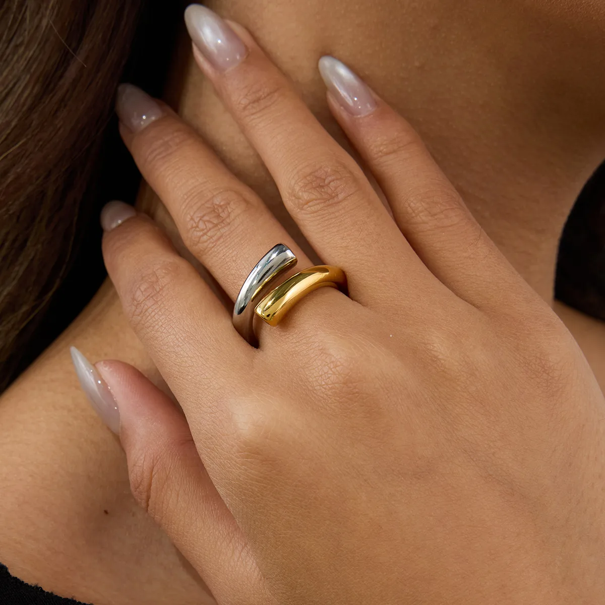 Geometric Casual Modern Style Commute 316 Stainless Steel  Mixed Materials Rings display picture 4