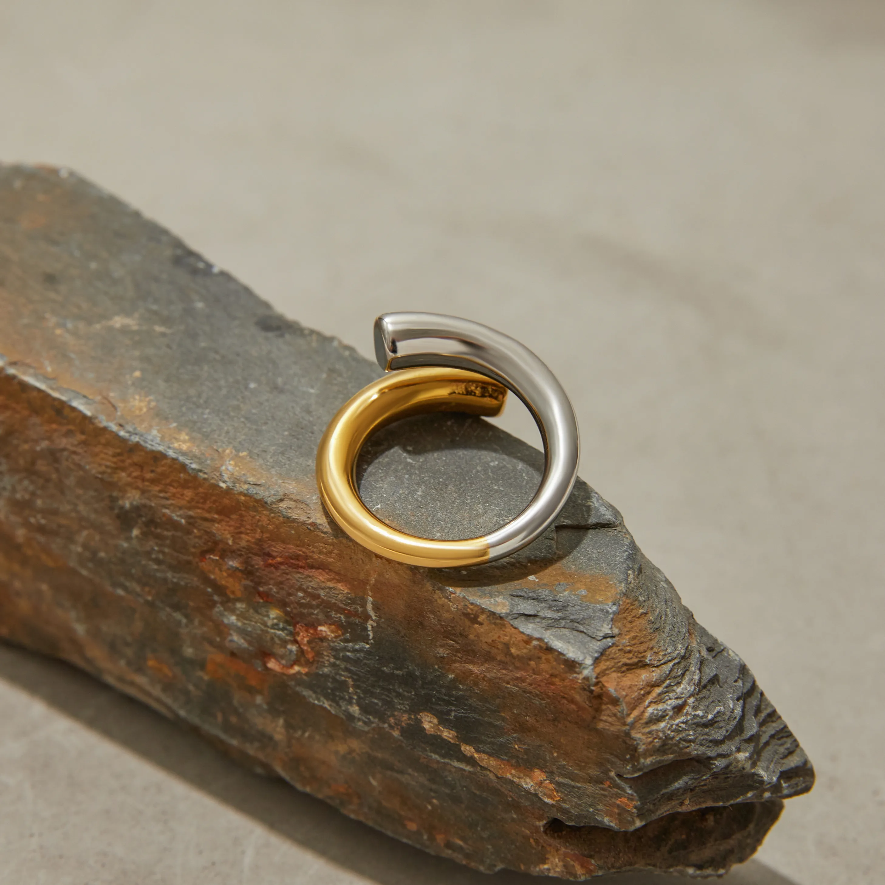 Geometric Casual Modern Style Commute 316 Stainless Steel  Mixed Materials Rings display picture 9