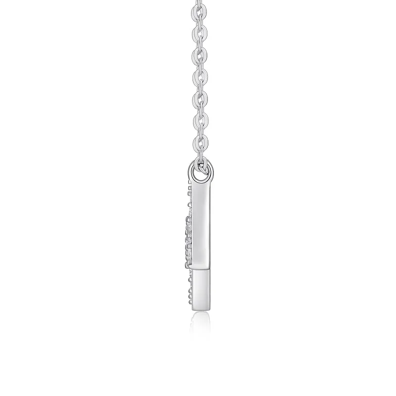 925 Sterling Silver Moissanite Zircon Cable Chain Lightning Lobster Trigger Clasp Closure Pendant Necklace display picture 5