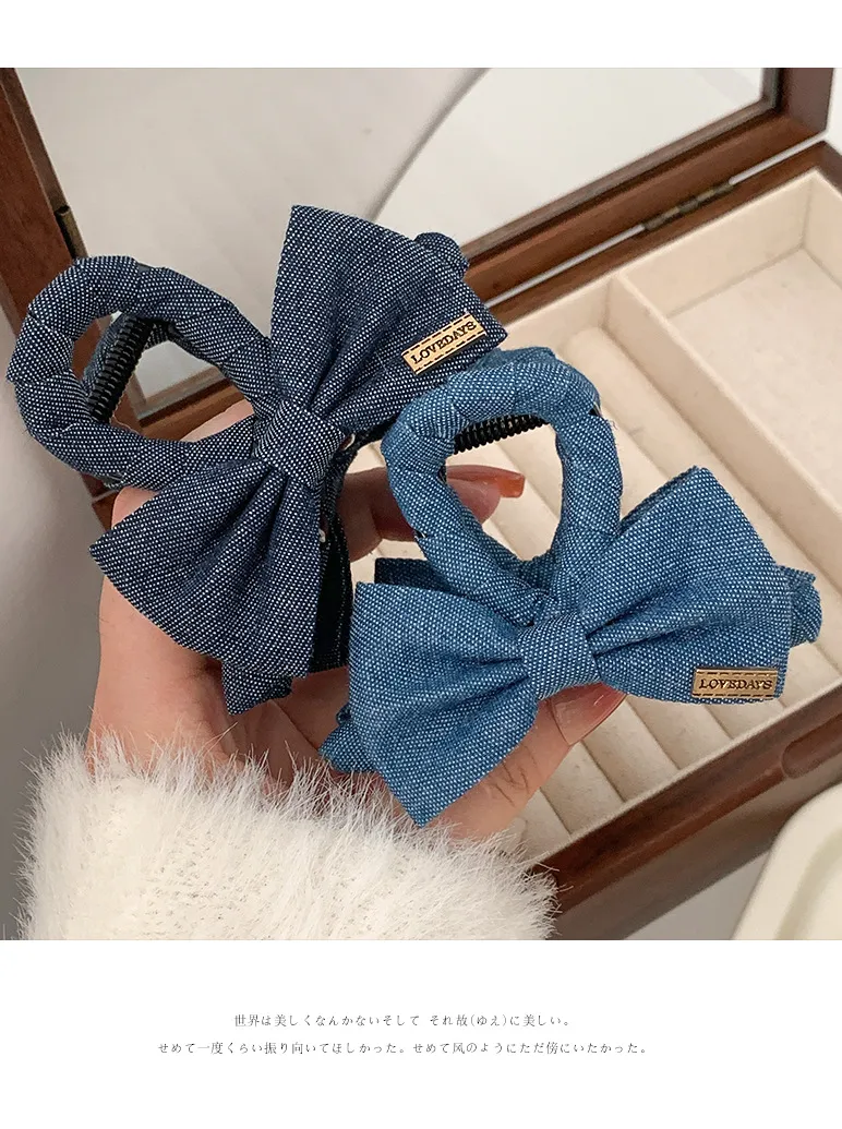 Fashion Back Head Ponytail Grip Denim Cloth Hairpin Female Temperament Shark Clip Hairpin Bow Clip Headdress display picture 3