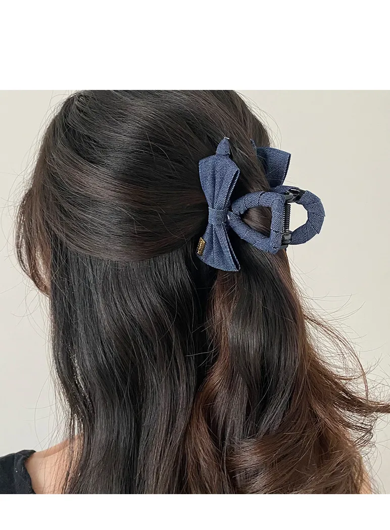 Fashion Back Head Ponytail Grip Denim Cloth Hairpin Female Temperament Shark Clip Hairpin Bow Clip Headdress display picture 4