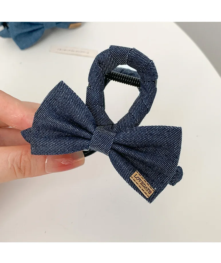 Mode Arrière Tête Queue De Cheval Grip Denim Tissu Épingle À Cheveux Femme Tempérament Requin Clip Épingle À Cheveux Arc Coiffure display picture 5