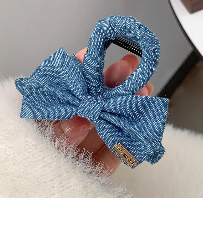 Mode Arrière Tête Queue De Cheval Grip Denim Tissu Épingle À Cheveux Femme Tempérament Requin Clip Épingle À Cheveux Arc Coiffure display picture 7