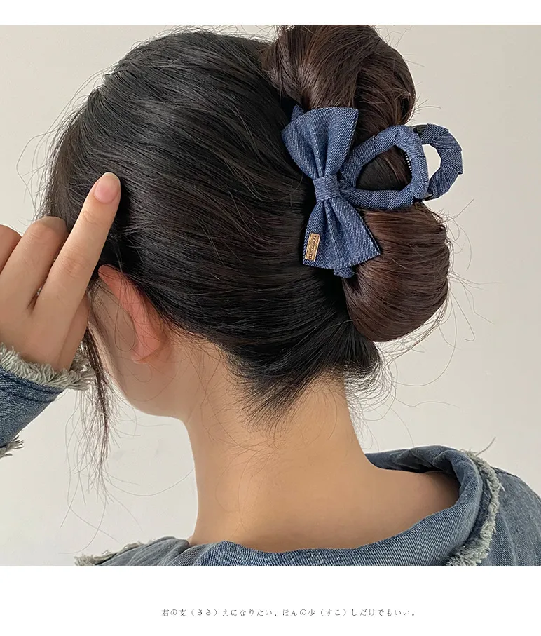 Fashion Back Head Ponytail Grip Denim Cloth Hairpin Female Temperament Shark Clip Hairpin Bow Clip Headdress display picture 9