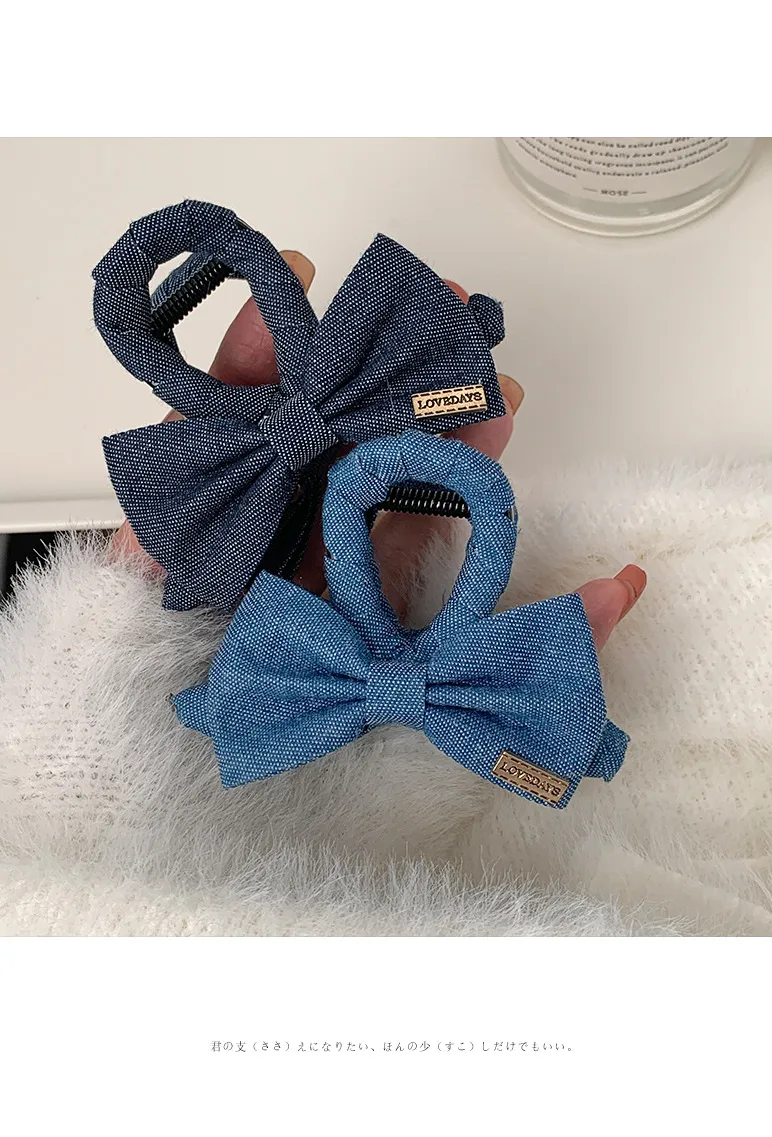 Fashion Back Head Ponytail Grip Denim Cloth Hairpin Female Temperament Shark Clip Hairpin Bow Clip Headdress display picture 10