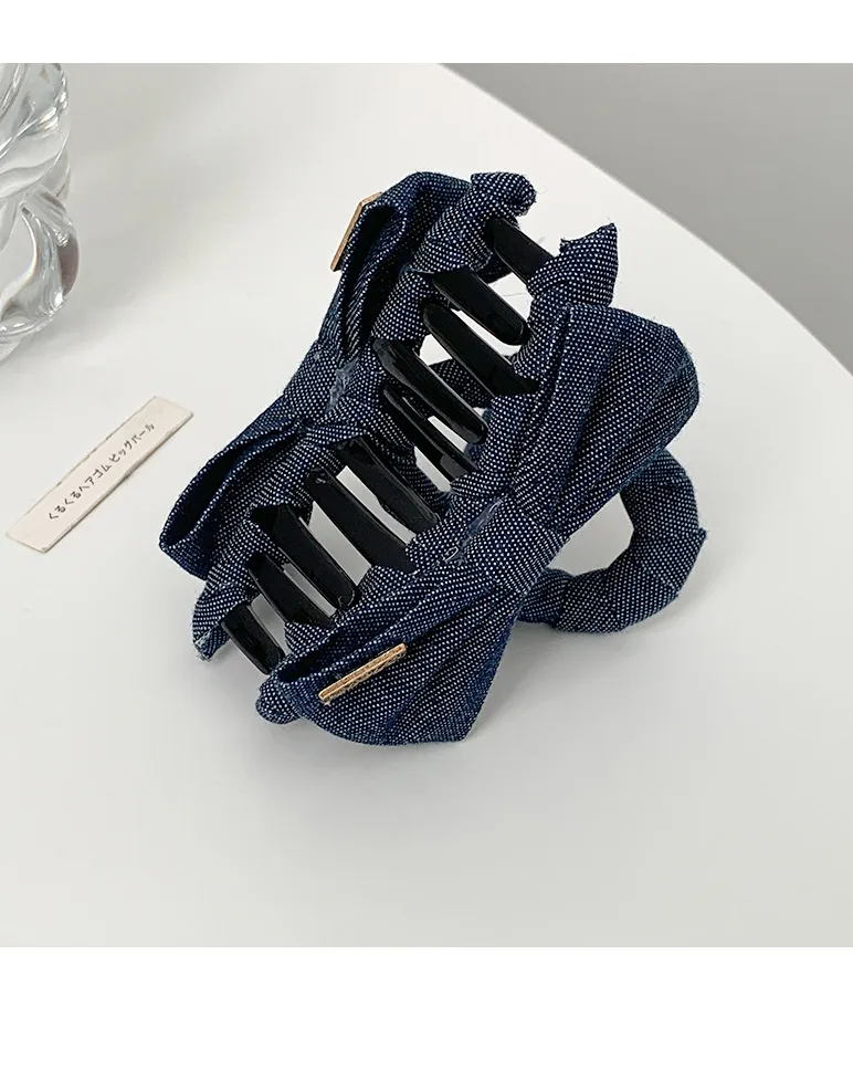 Mode Arrière Tête Queue De Cheval Grip Denim Tissu Épingle À Cheveux Femme Tempérament Requin Clip Épingle À Cheveux Arc Coiffure display picture 11