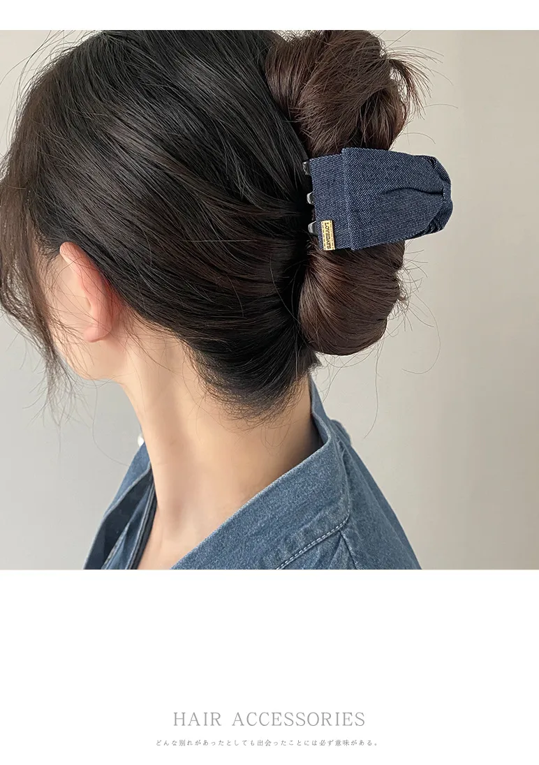 Mode Arrière Tête Queue De Cheval Grip Denim Tissu Épingle À Cheveux Femme Tempérament Requin Clip Épingle À Cheveux Arc Coiffure display picture 13