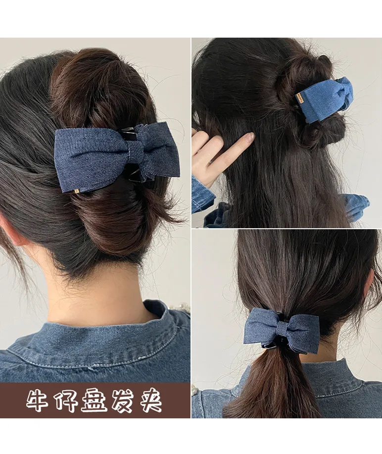 Fashion Back Head Ponytail Grip Denim Cloth Hairpin Female Temperament Shark Clip Hairpin Bow Clip Headdress display picture 16