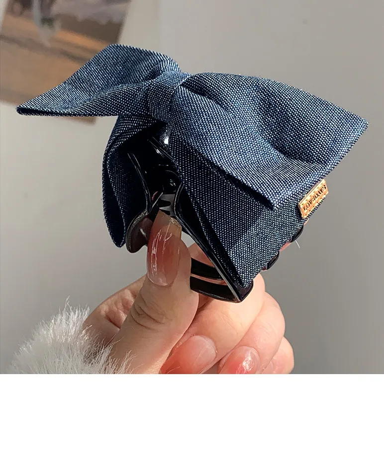 Mode Arrière Tête Queue De Cheval Grip Denim Tissu Épingle À Cheveux Femme Tempérament Requin Clip Épingle À Cheveux Arc Coiffure display picture 18